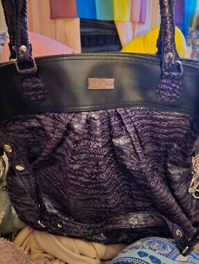 Hadaki Purple Leopard Print Tote Bag